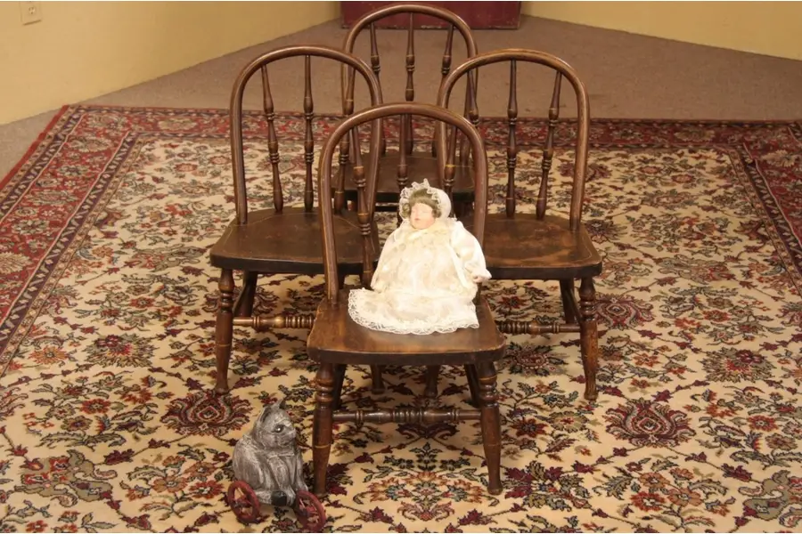 Photo of Set of 4 Victorian Kindergarten Child's Chairs