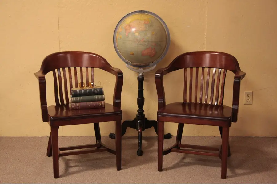 Photo of Pair of Antique 1930's Banker's Armchairs