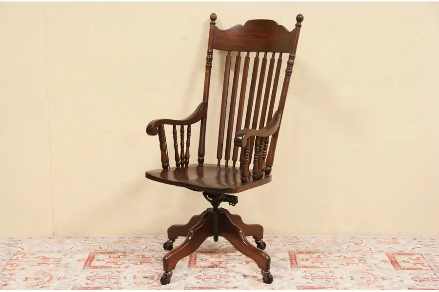 Photo of Victorian Antique Adjustable 1900 Swivel Desk Armchair