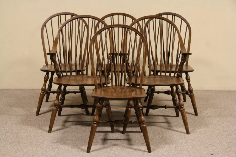 Photo of Set of 6 Hale of Vermont Oak Windsor Dining Chairs