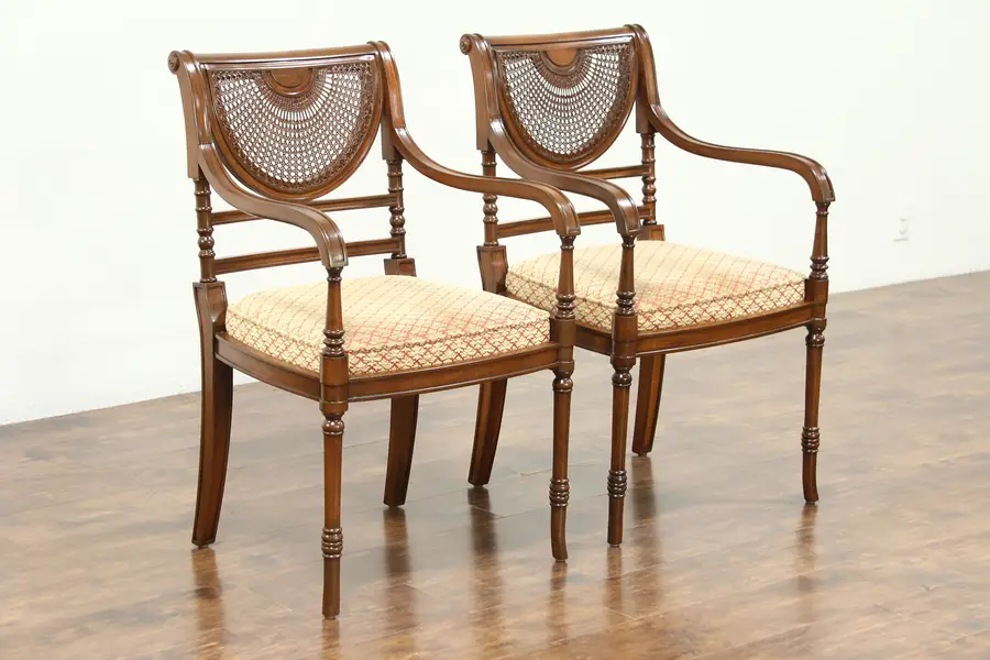 Photo of Pair of Regency Style Vintage Carved Mahogany Chairs