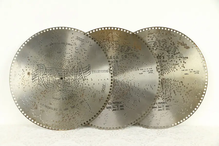 Photo of Regina Music Box 3 Antique 15 1/2" Disks, The Campbell's Are Coming