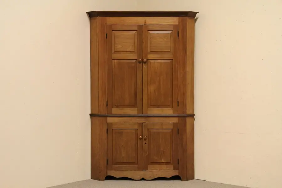 Photo of Country Walnut 1850's Antique Corner Cabinet