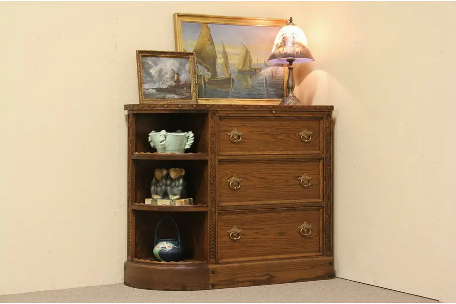 Photo of Oak Grapevine Carved Executive Credenza Cabinet