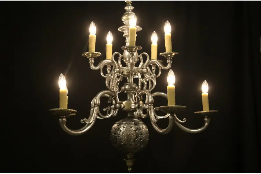 Photo of Ten Candle Pewter Vintage Chandelier