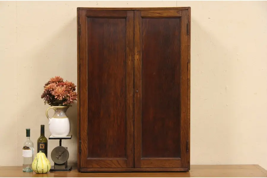 Photo of Oak 1910 Wall or Counter Top Pantry Cupboard, or Bathroom Cabinet