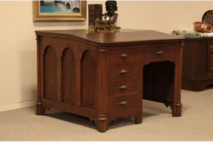 Photo of Victorian Walnut Railroad Telegrapher's Desk