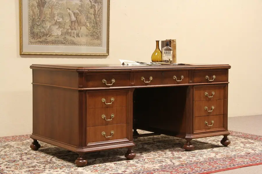 Photo of Walnut & Burl 1930's Imperial Executive Desk
