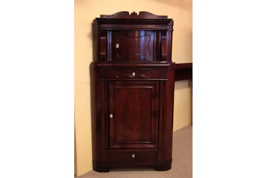 Photo of Biedermeier or Empire Mahogany 1830 Corner Cabinet
