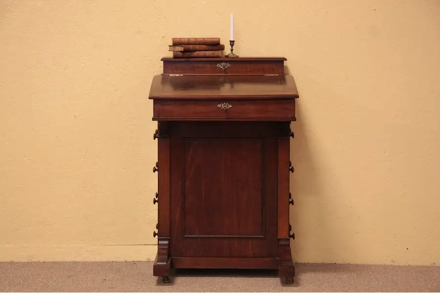 Photo of Victorian Antique Ship Captain's or Davenport Desk