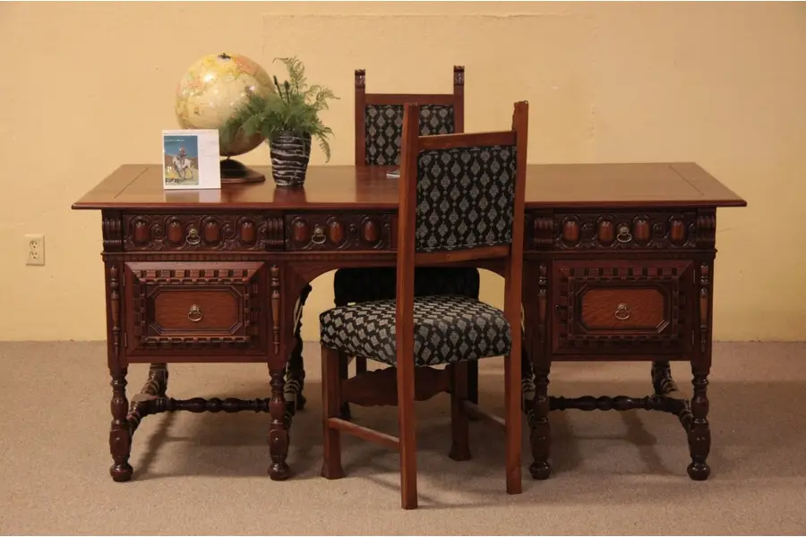Photo of Kittinger Carved Antique Partner's Desk