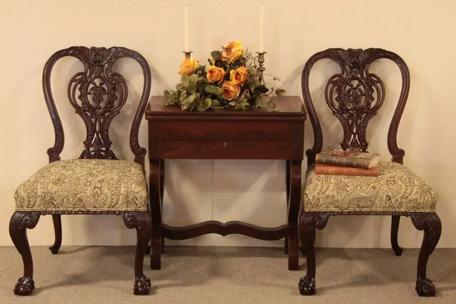 Photo of Pair of Irish Chippendale Georgian Carved Chairs