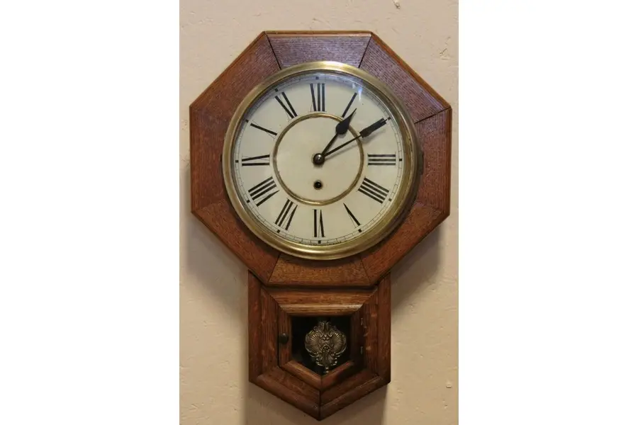 Photo of Victorian Oak Waterbury Schoolhouse Clock