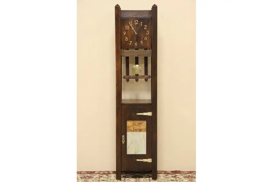 Photo of Arts & Crafts Mission Oak Ingraham Tall Grandfather Clock