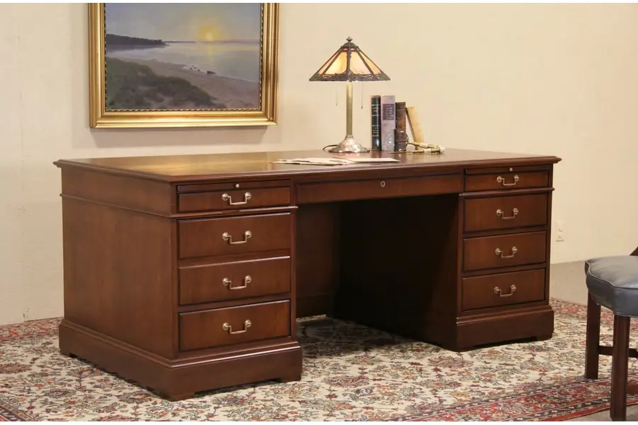 Photo of Jofco Vintage Walnut Executive Desk, Interview Shelf & File Drawer