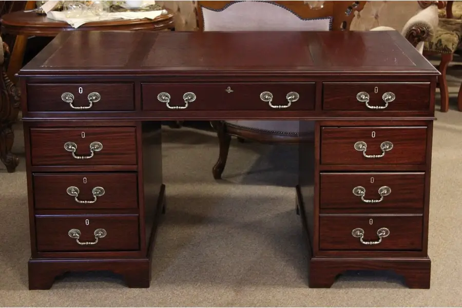 Photo of Georgian Mahogany Executive Desk, Leather Top