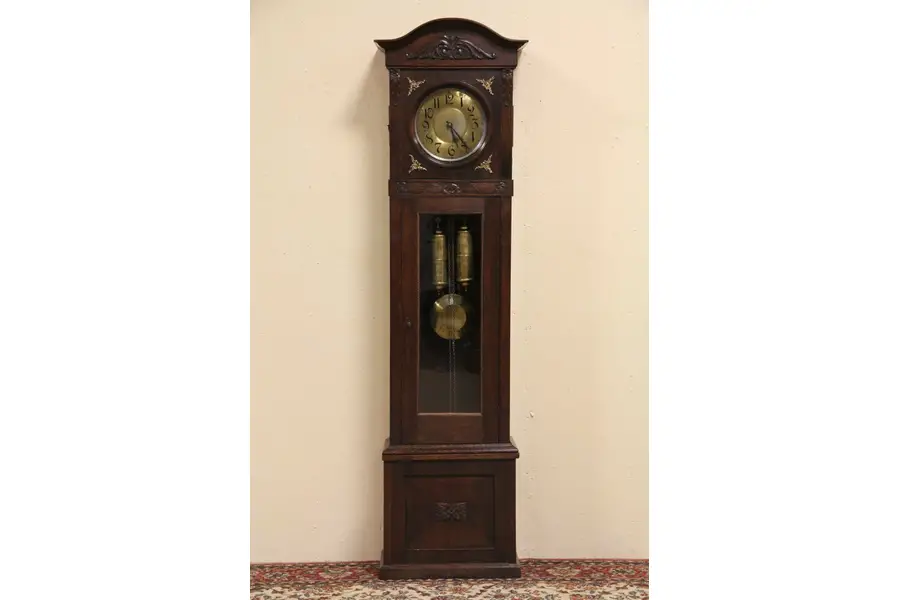 Photo of Oak Antique 1915 Tall Case Grandfather Clock