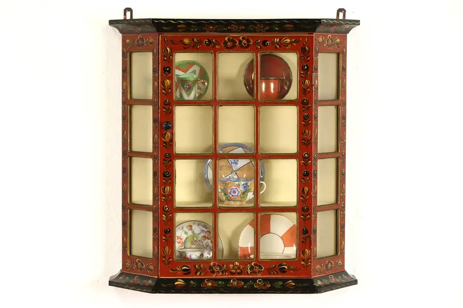 Photo of Tyrol Austrian Folk Art Hand Painted 1900 Antique Wall Cabinet