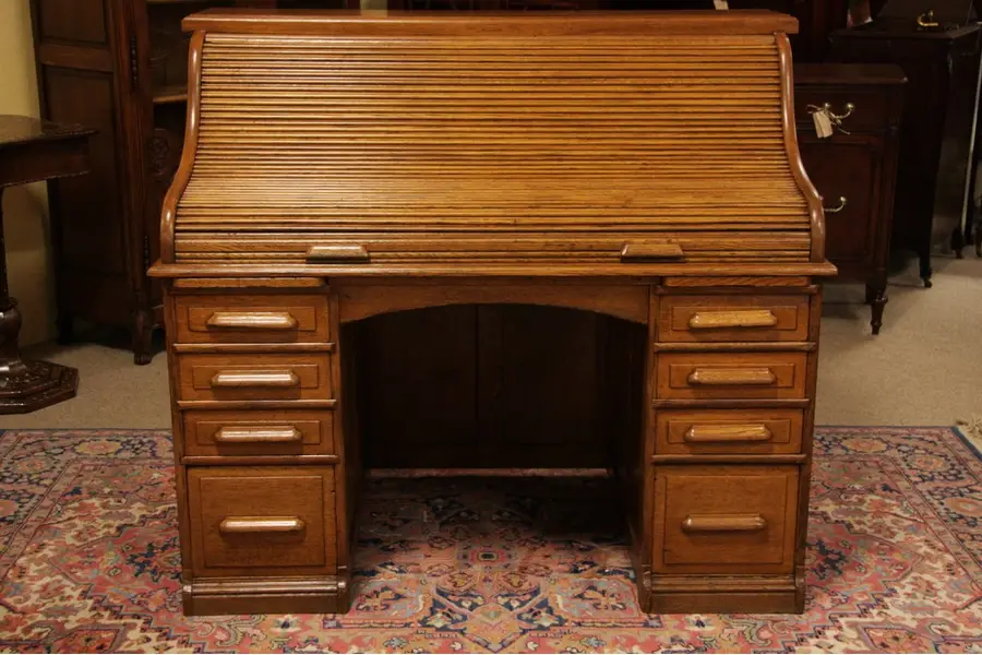 Photo of Victorian Oak Roll-top 1900 S-Curve Desk