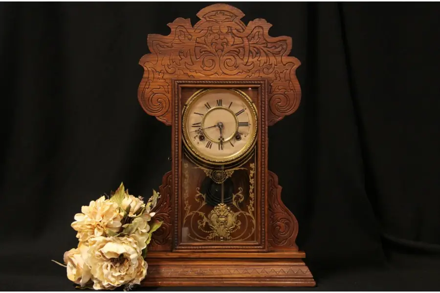 Photo of Waterbury 1895 Antique Oak Shelf or Mantel Clock