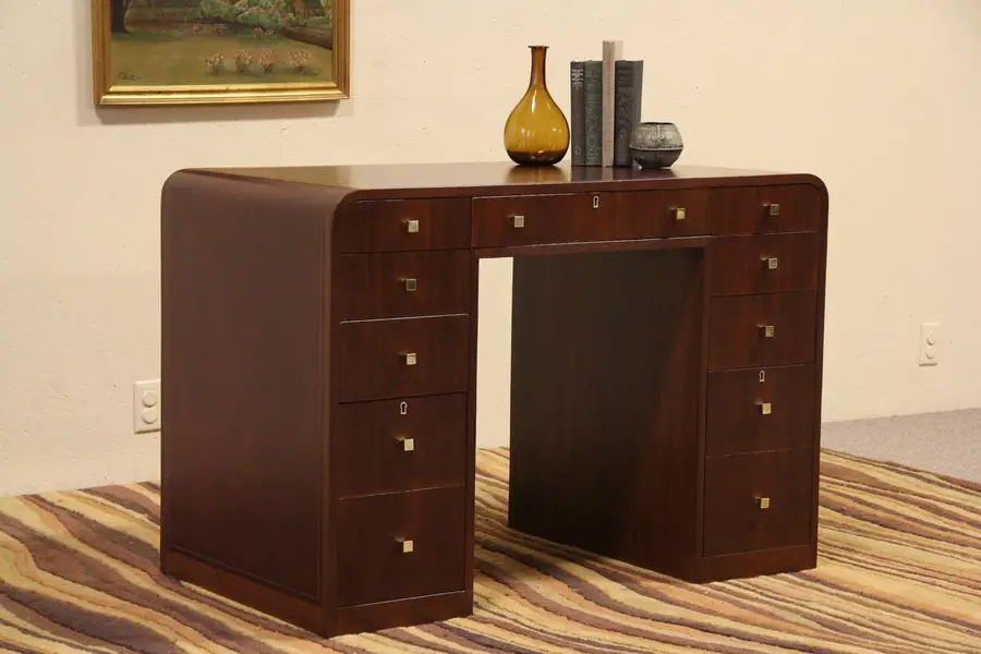 Photo of Midcentury Modern Leather Top Vintage 1950's Desk