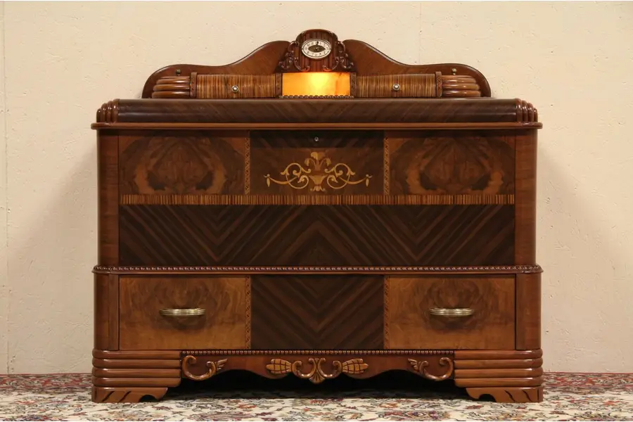 Photo of Art Deco Cedar Chest, Clock & Jewel Boxes