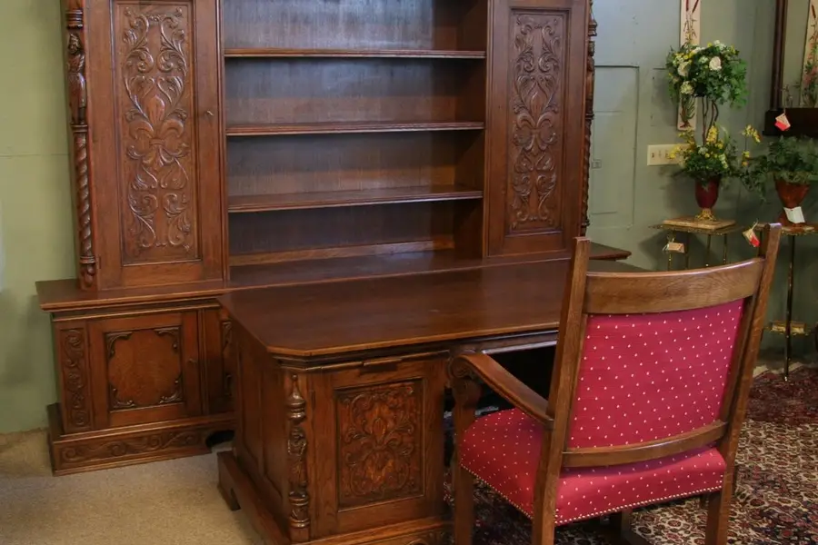 Photo of Oak Library or Office 3 Piece Set with 9' Bookcase