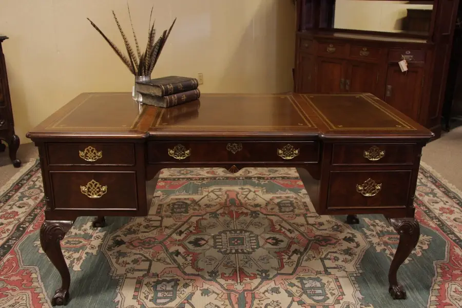 Photo of Georgian Chippendale Sligh Leather Top Writing Desk