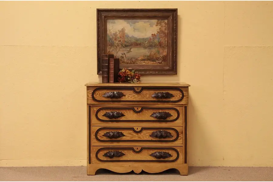 Photo of Victorian Carved Pine Cottage Dresser or Chest