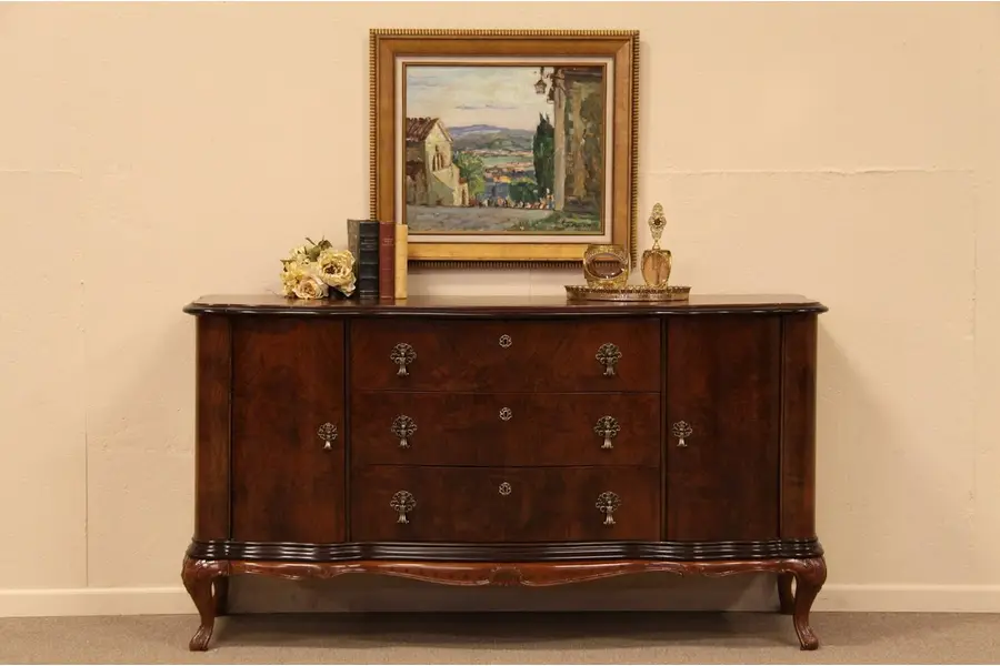 Photo of Carved Walnut Hall Chest, Dresser or Sideboard