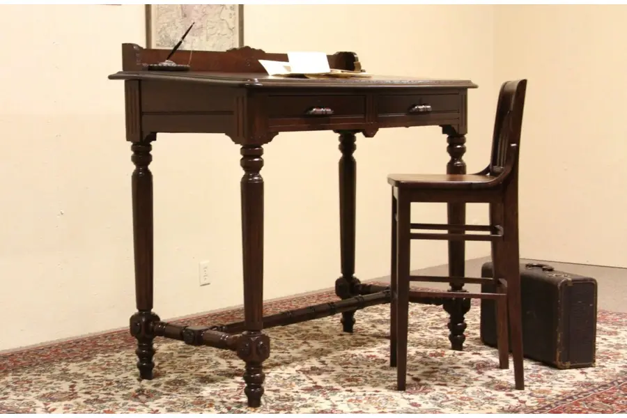 Photo of Quartersawn Oak 1870 Antique Stand Up Desk