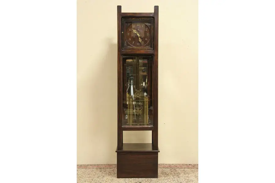 Arts & Crafts 1890 Oak Tall Case Clock