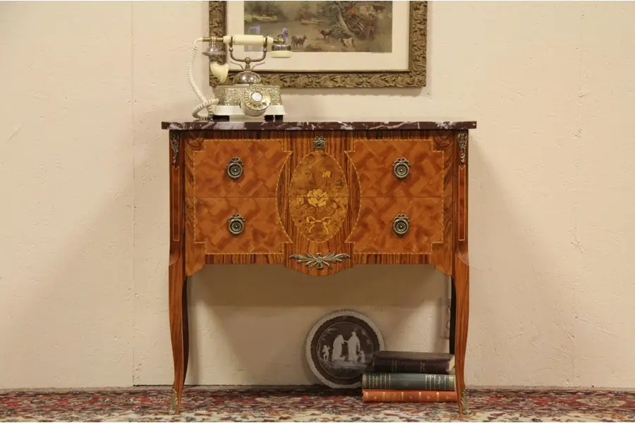 Photo of Sweden Red Marble Top Marquetry Chest