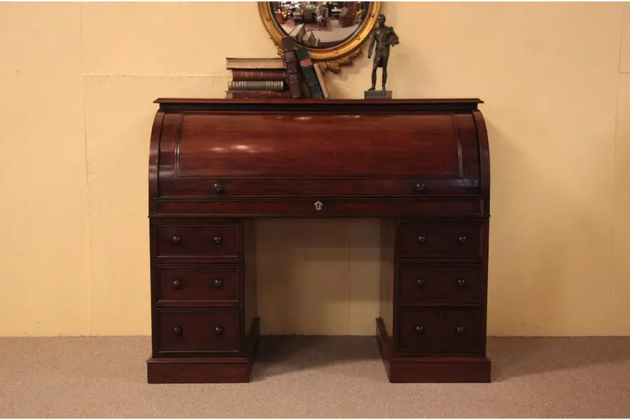 Photo of Victorian Mahogany Cylinder or Barrel Rolltop Desk