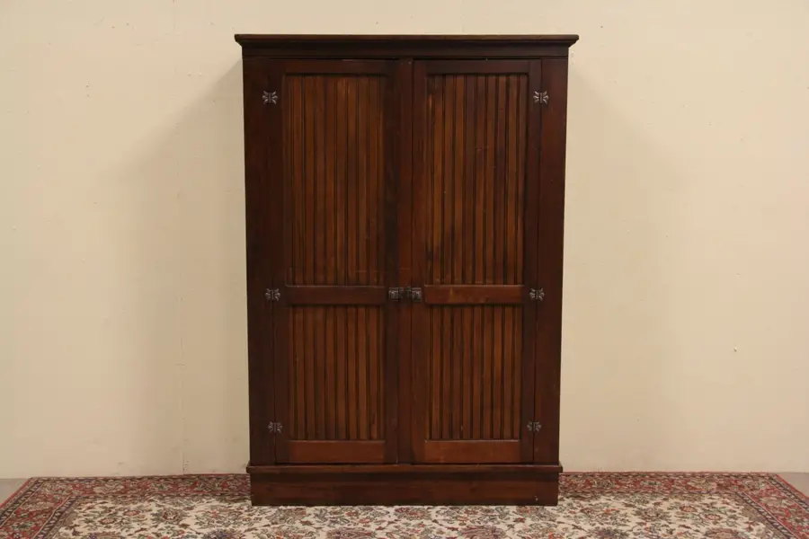 Photo of Country Pine Wainscoting Wardrobe, Armoire or Pantry Cupboard
