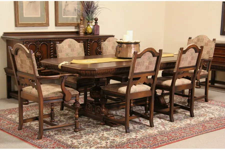 Photo of Berkey & Gay Renaissance 1925 Dining Set, Table & 6 Chairs