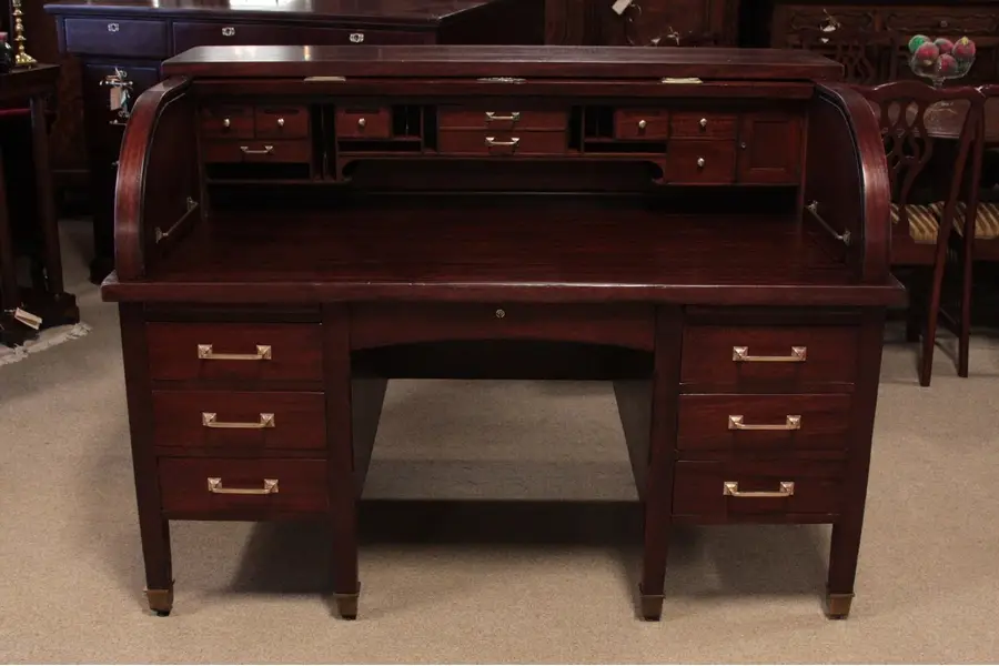 Photo of Mahogany 54" Antique Roll Top Desk, circa 1910