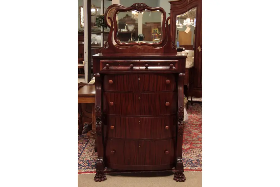 Photo of Carved Empire Tall Chest, Mirror, Paw Feet