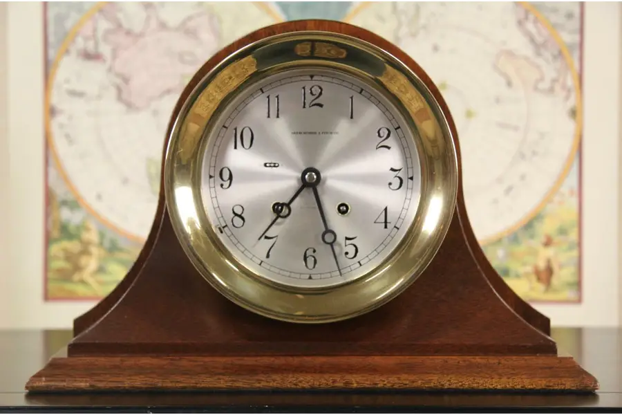 Photo of Chelsea Brass 1970's Vintage Ship Clock with Bells, Desk Stand