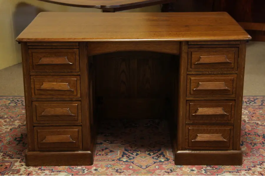 Photo of Oak Raised Panel 1895 Victorian Antique Desk