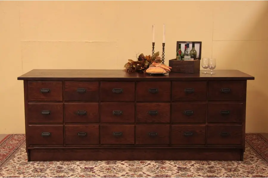 Photo of Victorian Oak 18 Drawer 7'9" Store Counter / Island