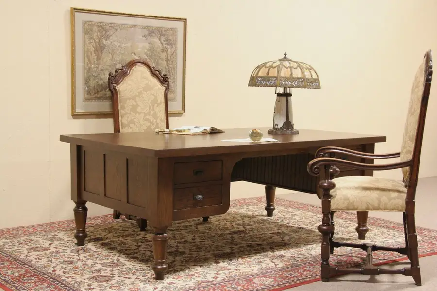Photo of Oak 1870 Antique Victorian Partner Desk