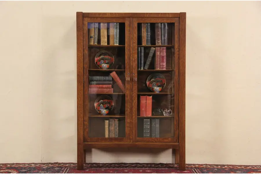 Photo of Arts & Crafts Mission Oak or Craftsman 1905 China Display Cabinet