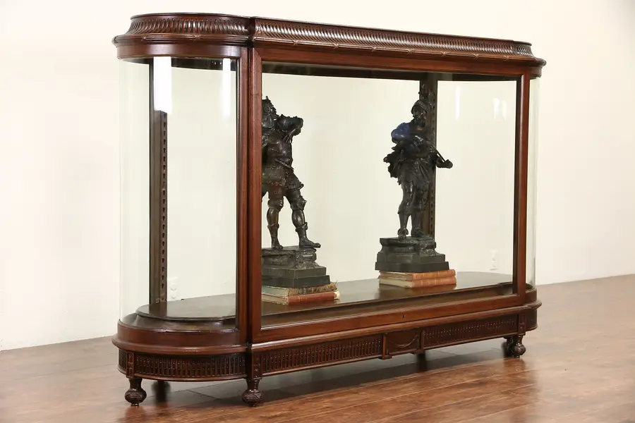 Photo of Museum or Collector 1915 Antique Oval Display Showcase Cabinet, Curved Glass