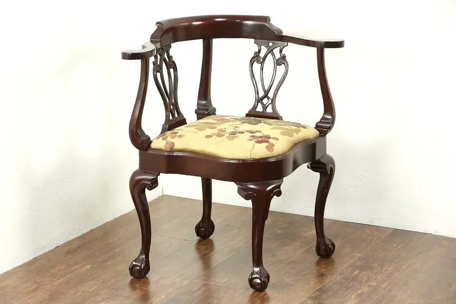 Photo of Hancock and Moore Mahogany Corner Chair with Claw and Ball Feet