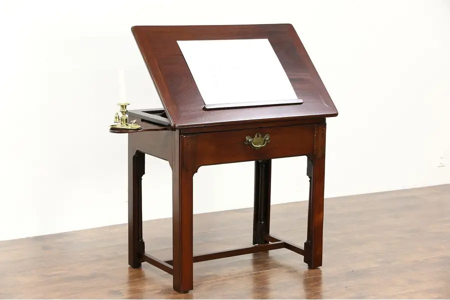 Photo of Architect Table 1880 Antique English Mahogany Pull Out Adjustable Drafting Desk