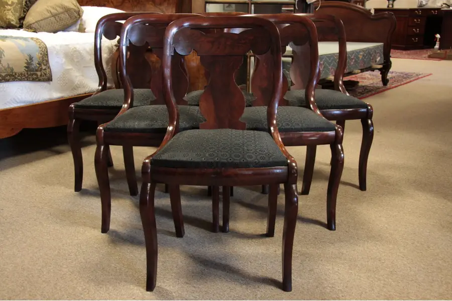 Photo of Set of 6 Empire Mahogany Antique Dining Chairs 1840