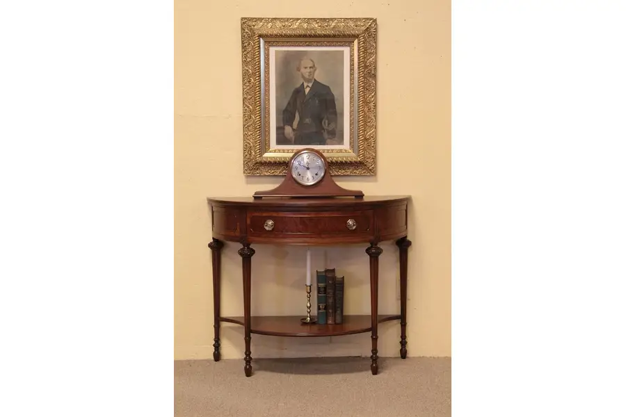 Photo of Demi-lune Half Round Antique Hall Console Table