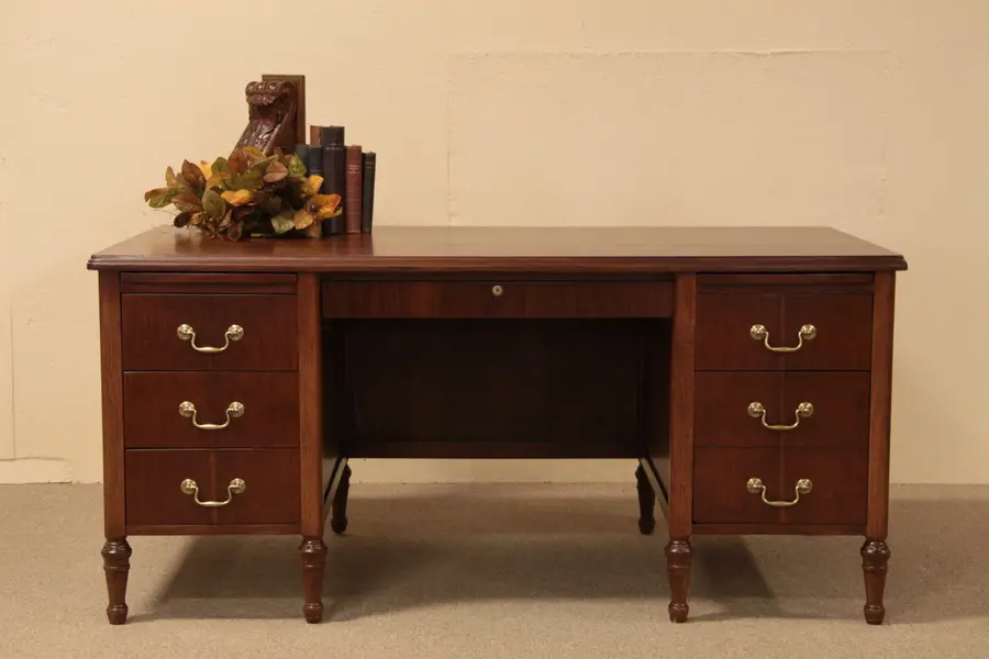 Photo of Executive Antique Walnut 5 1/2' Desk, File Drawer