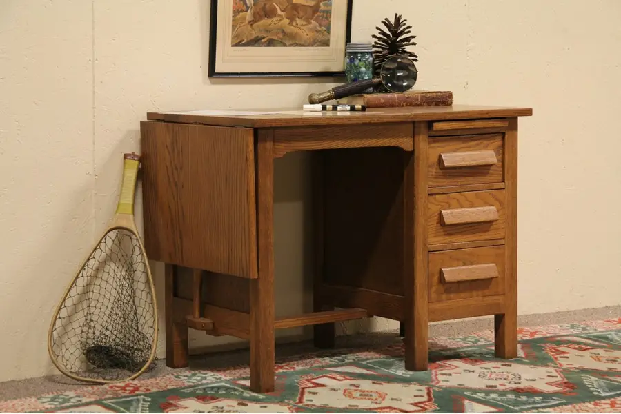Photo of Child Size Arts and Crafts Oak Desk